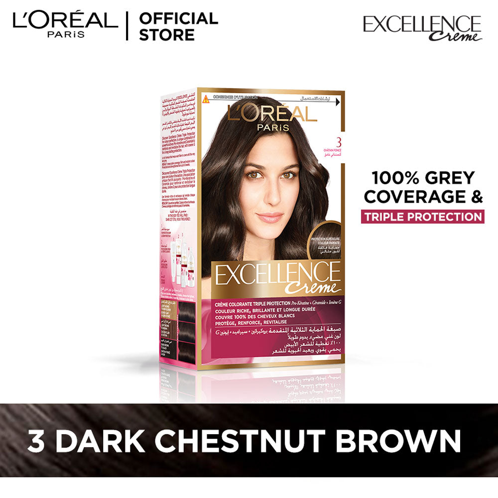 LOreal Paris Excellence Creme Hair Color -  3 Dark Chestnut Brown