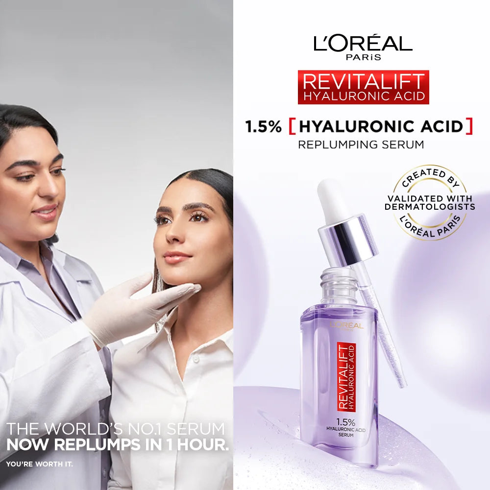 L'Oreal Serum with 1.5 % Hyaluronic Acid (15ml) for all Skin types