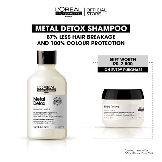 LOreal Professionnel Serie Expert Metal Detox Shampoo - 300ml + Free Metal Detox Mask - 75ml