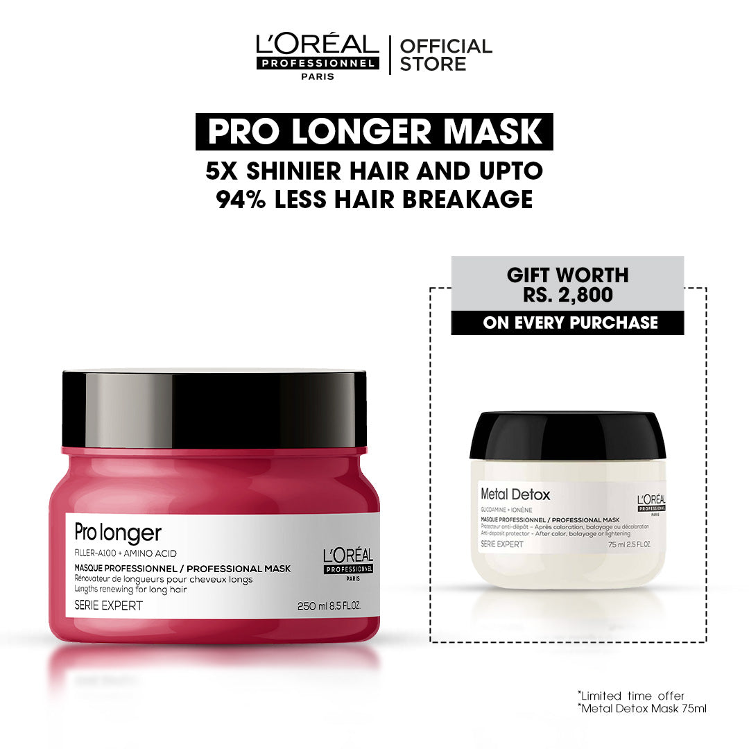 Loreal Professionnel Serie Expert Pro Longer Mask With Filler-A100 And Amino Acid - 250ml + Free Metal Detox Mask - 75ml