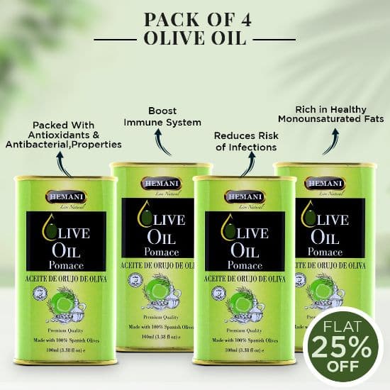 Hemani Pack Of 4 100Ml Olive Oil (Pomace) - Premium  from Hemani - Just Rs 930.00! Shop now at Cozmetica