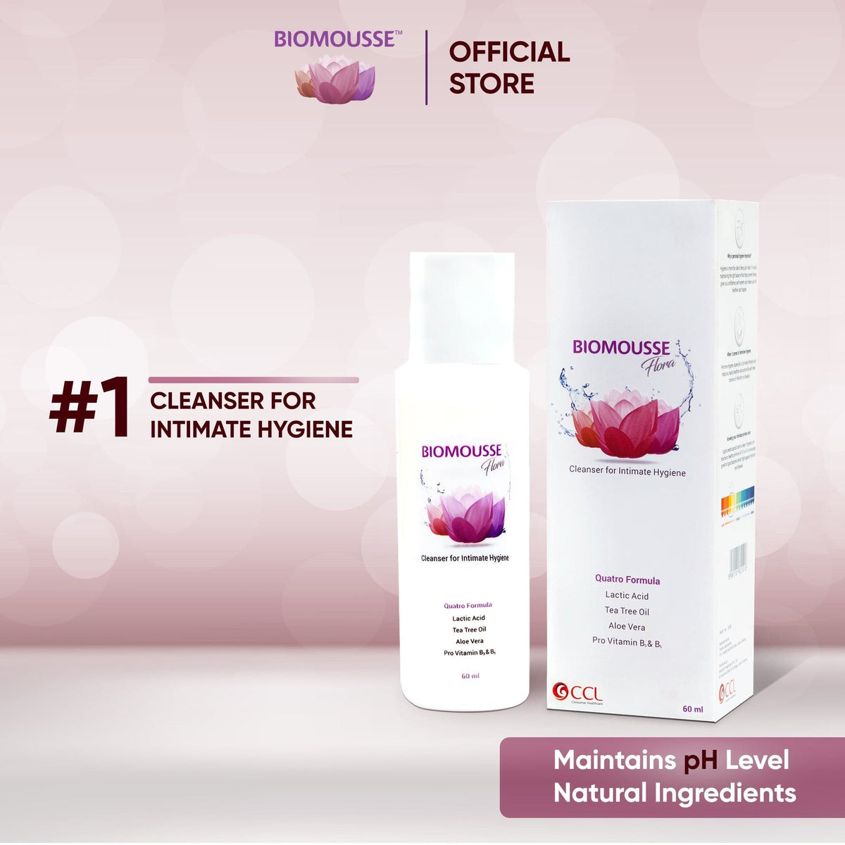 BioMousse Flora - Female Intimate Hygiene Wash Solution - 60ml - Premium Body Wash from Bio Mousse Flora - Just Rs 383! Shop now at Cozmetica