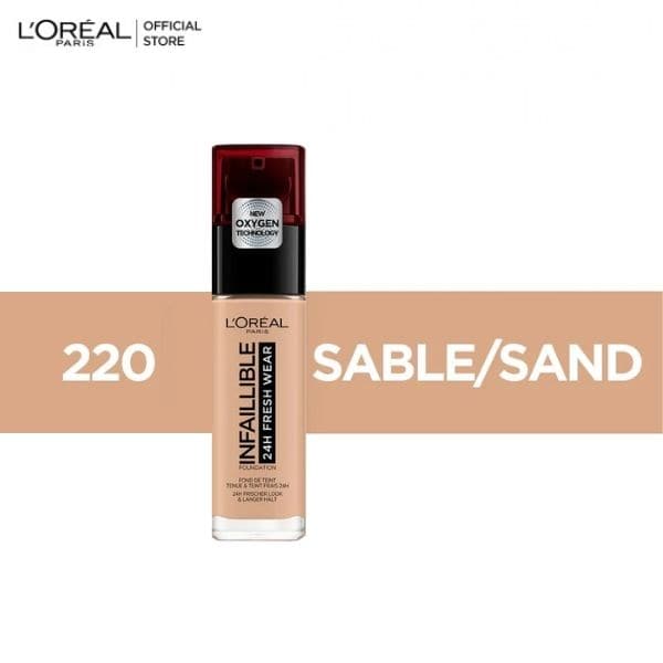 Loreal Infallible Liquid Foundation 24H Fresh Wear - 220 Sable Sand - Premium Health & Beauty from Loreal Makeup - Just Rs 4164! Shop now at Cozmetica