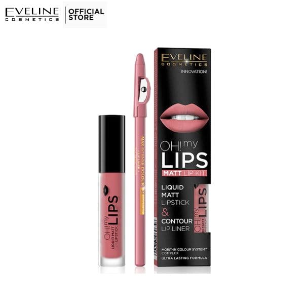 Eveline Oh! My Lips Liquid Matt Lipstick & Liner - 7 Baby Nude - Premium Lipstick from Eveline - Just Rs 2195.00! Shop now at Cozmetica