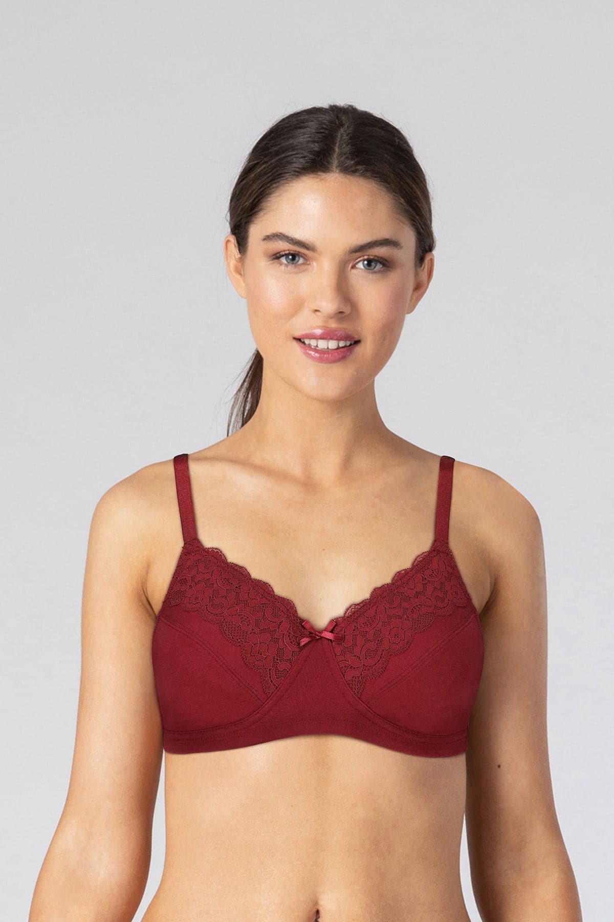British Lingerie Studio Caprina Non Wired And Non Padded Cotton Bra - Burgundy - Premium Bras from BLS - Just Rs 2700! Shop now at Cozmetica