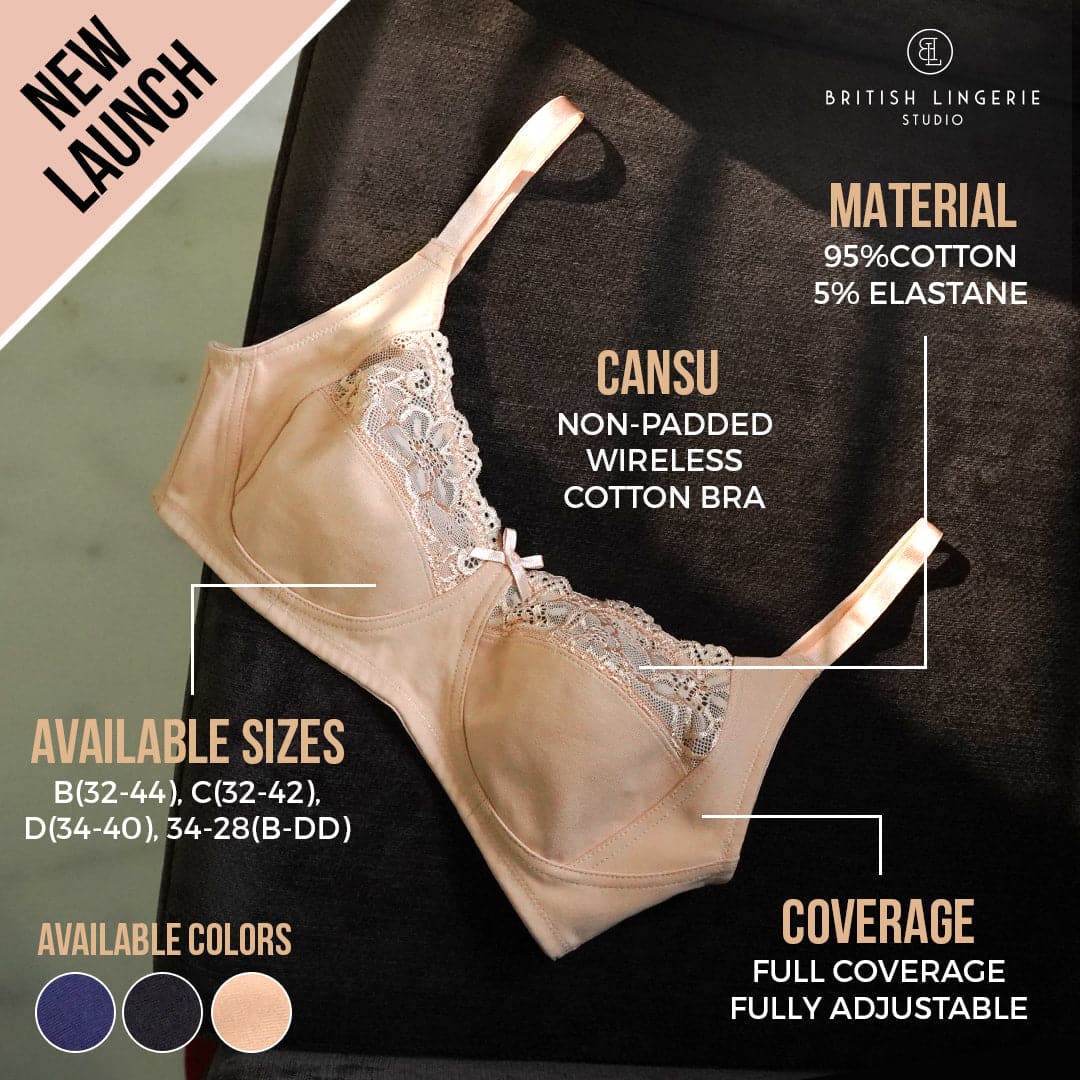BLS - Cansu Non Wired And Non Padded Cotton Bra - Skin – British Lingerie  Studio Pakistan