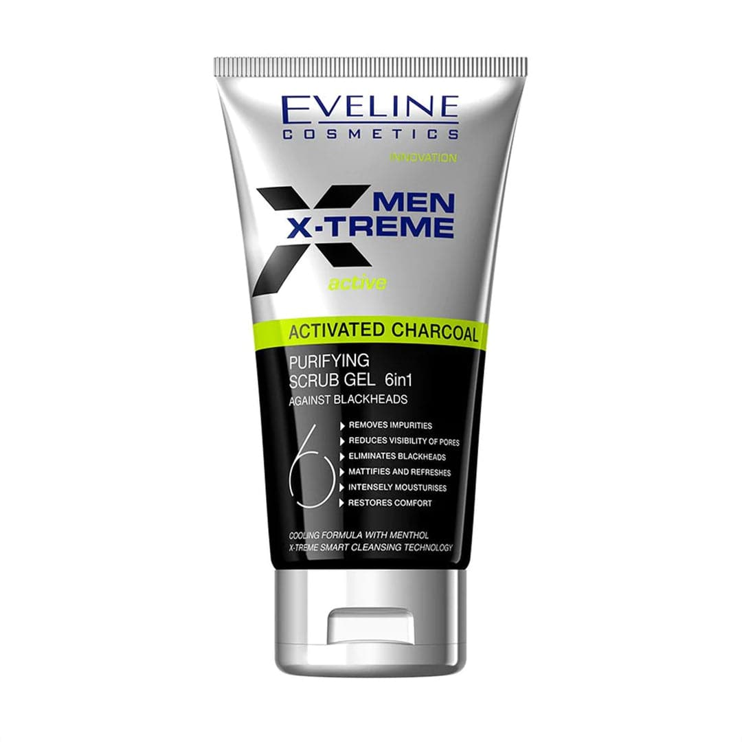 Eveline Cosmetics Men X-Treme Activated Charcoal Purfiying Scrub Gel 6in1 - 150ml