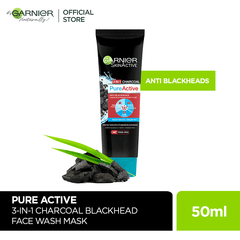 Garnier Pure Active 3 In 1 Charcoal Blackhead Face Wash Mask Scrub - 50ml - Premium Facial Cleansers from Garnier - Just Rs 369! Shop now at Cozmetica