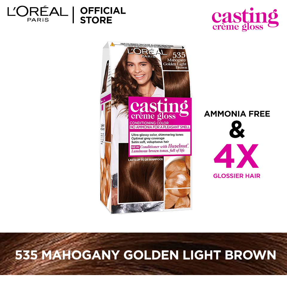 LOreal Paris Casting Creme Gloss - 535 Mahogany Golden Light Brown Hair Color - Premium Health & Beauty from Loreal Casting Creme - Just Rs 2399.00! Shop now at Cozmetica