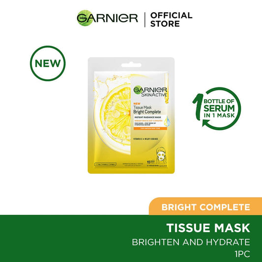 Garnier Skin Active Bright Complete Tissue Mask - Premium Skin Care Masks & Peels from Garnier - Just Rs 352! Shop now at Cozmetica