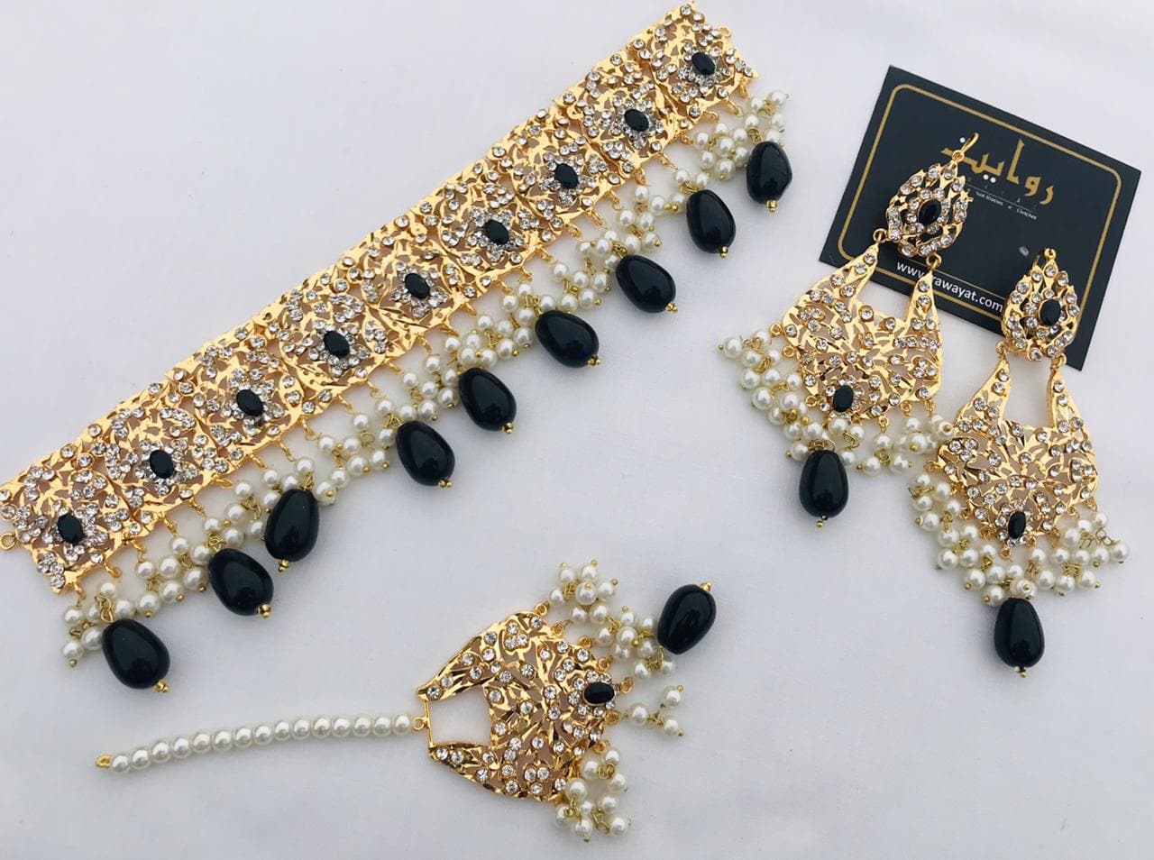 Rawayat Hyderabadi Choker Set-11 (Black) - Premium  from Rawayat - Just Rs 2450.00! Shop now at Cozmetica