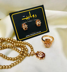 Rawayat Zircon Mala Set-02 (Golden) - Premium  from Rawayat - Just Rs 1200.00! Shop now at Cozmetica