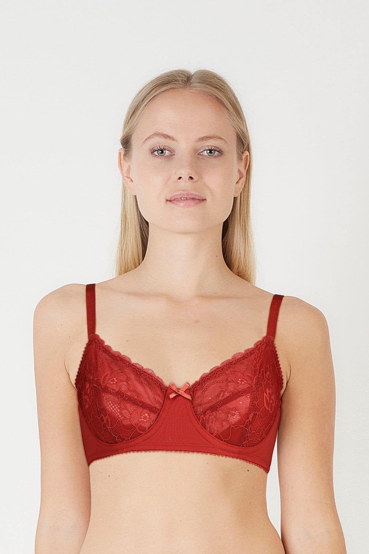 British Lingerie Studio Petunia Non Padded And Wired Lace Bra - Cherry - Premium Bras from BLS - Just Rs 3350! Shop now at Cozmetica